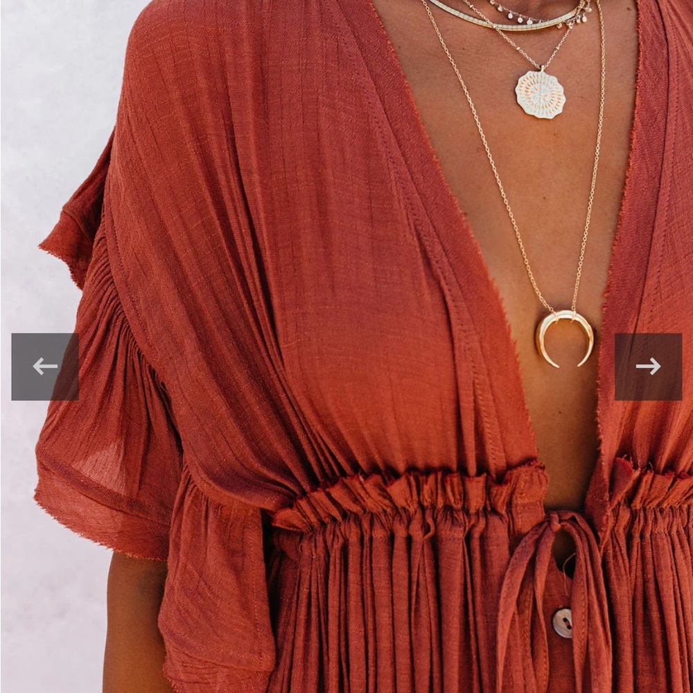 Boho Rust Maxi Dress - Picture 3 of 6